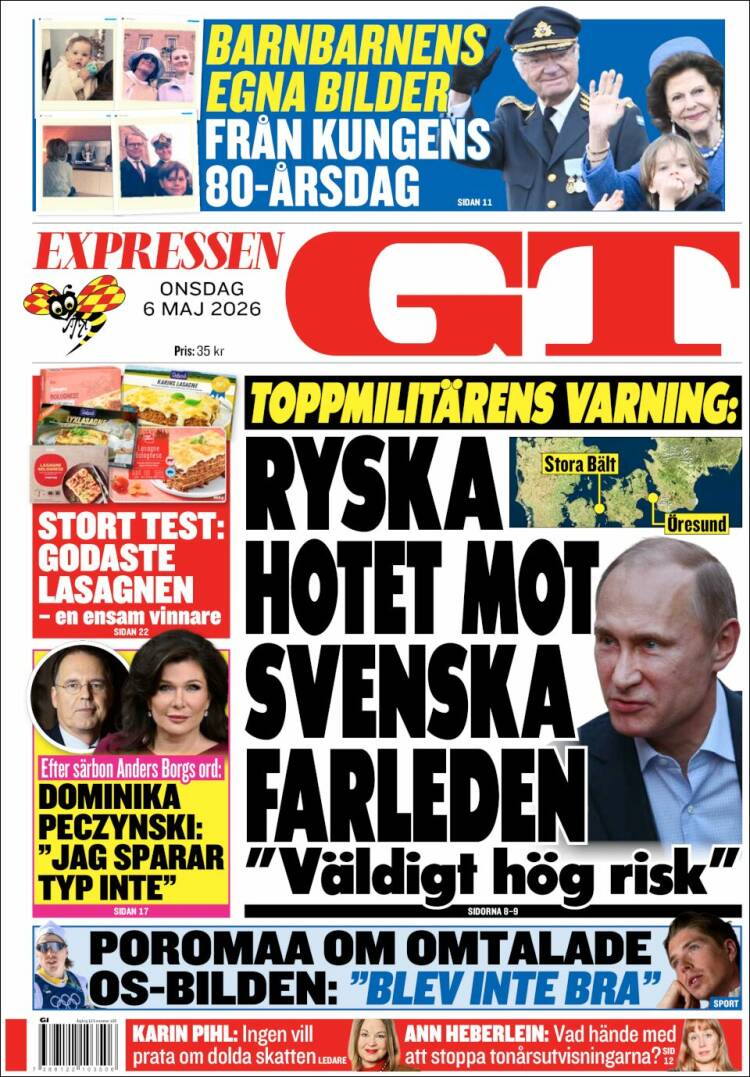 Portada de Göteborgstidningen (Suecia)