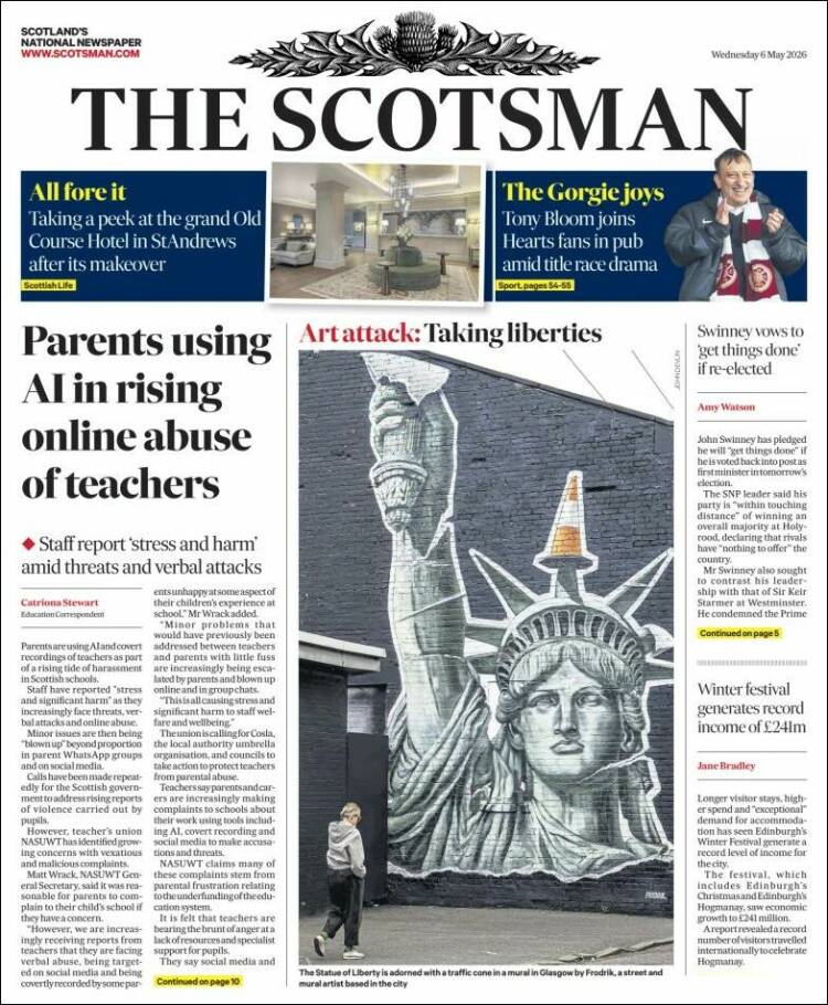 Portada de The Scotsman (Reino Unido)
