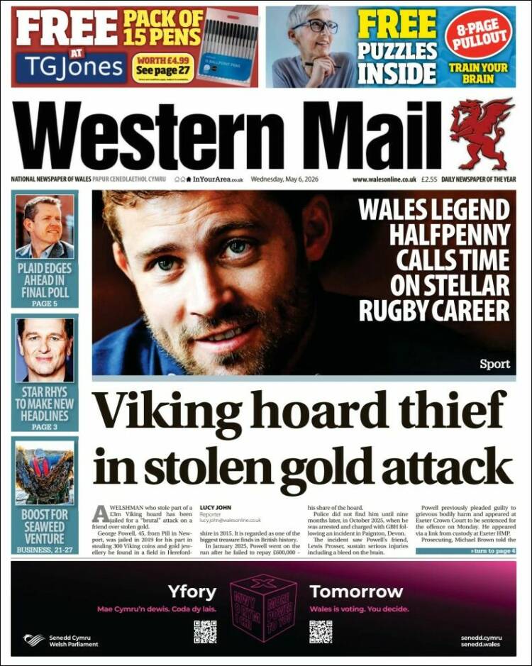 Portada de Western Mail (Reino Unido)