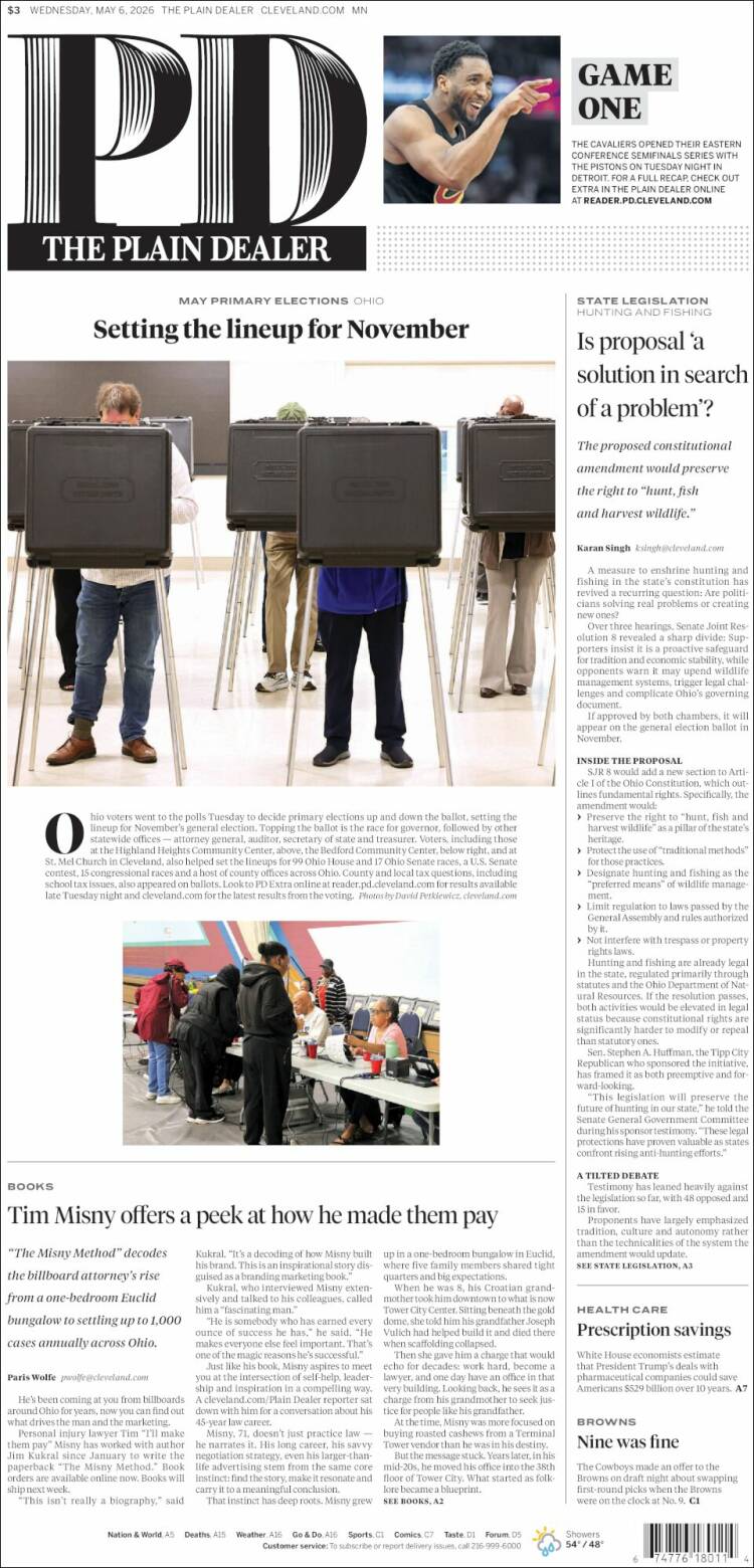 Portada de The Plain Dealer (USA)