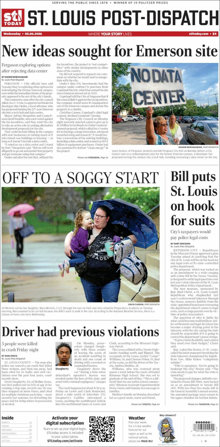 Portada de St. Louis Post-Dispatch (USA)