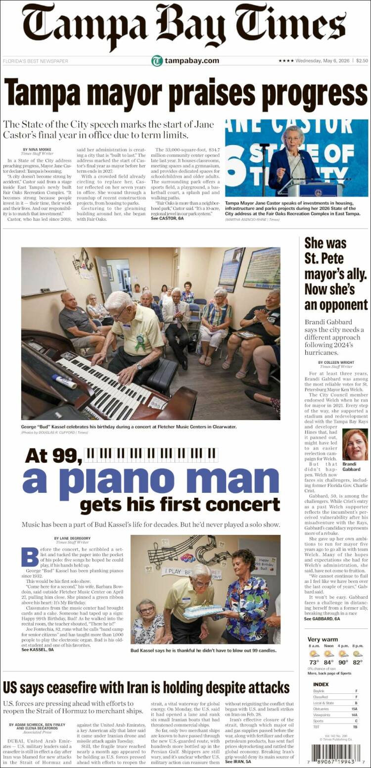 Portada de Tampa Bay Times (USA)
