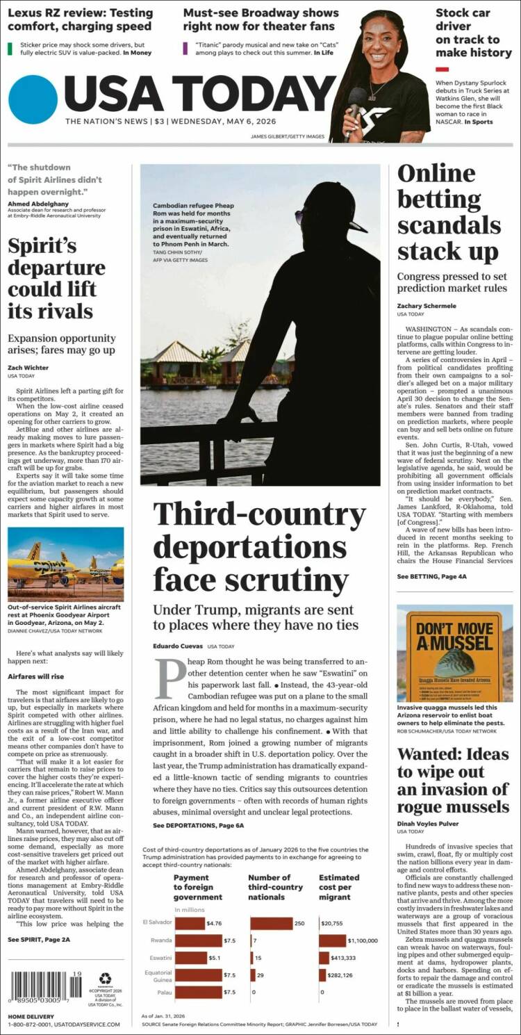 Portada de USA Today (USA)