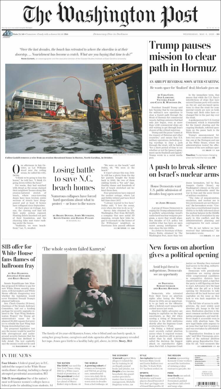 Portada de The Washington Post (USA)