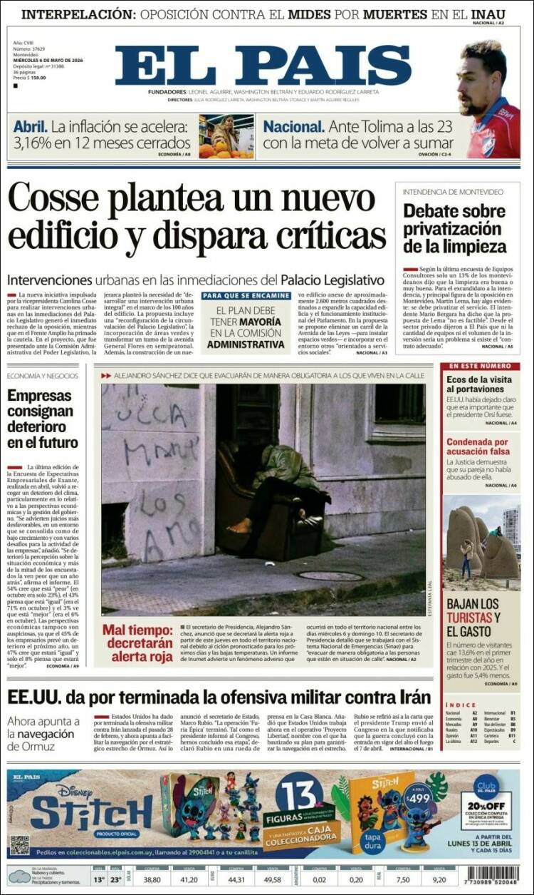 Portada de El País (Uruguay)