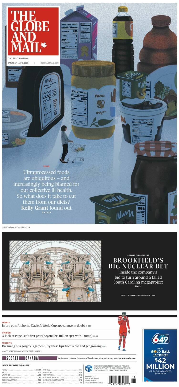 Portada de The Globe and Mail (Canada)