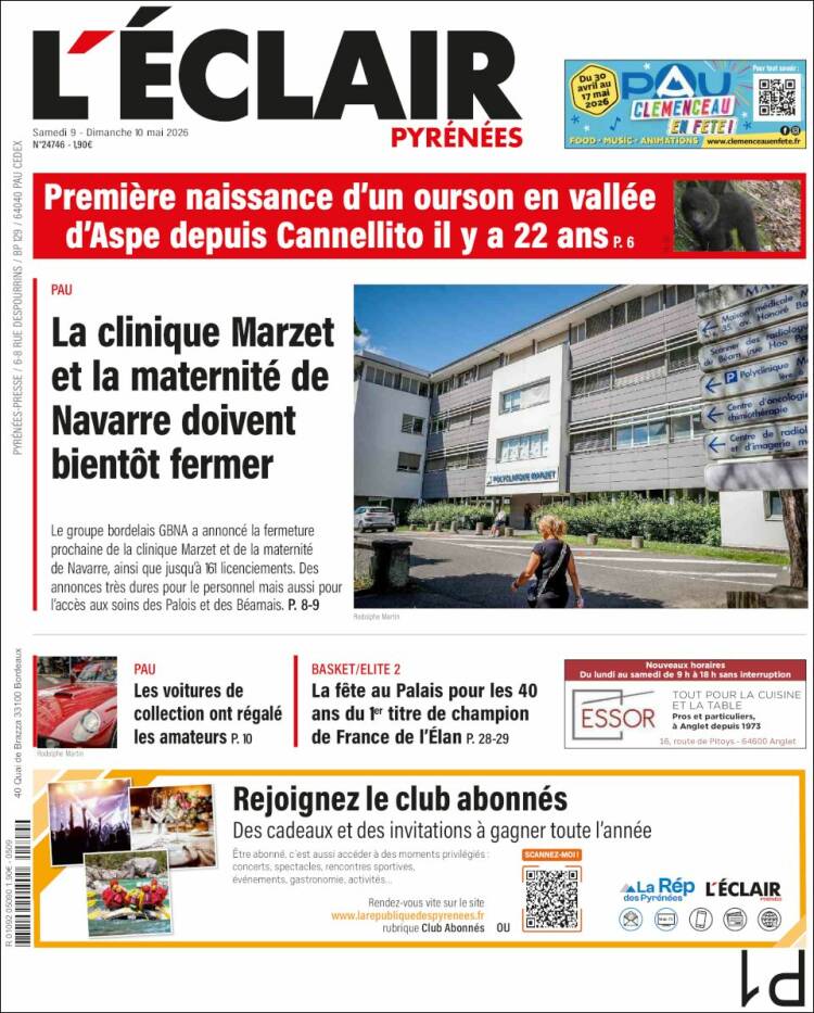 Portada de L'Eclair des Pyrénées (France)