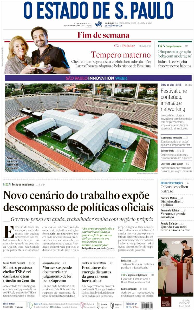 Portada de O Estado de São Paulo (Brasil)