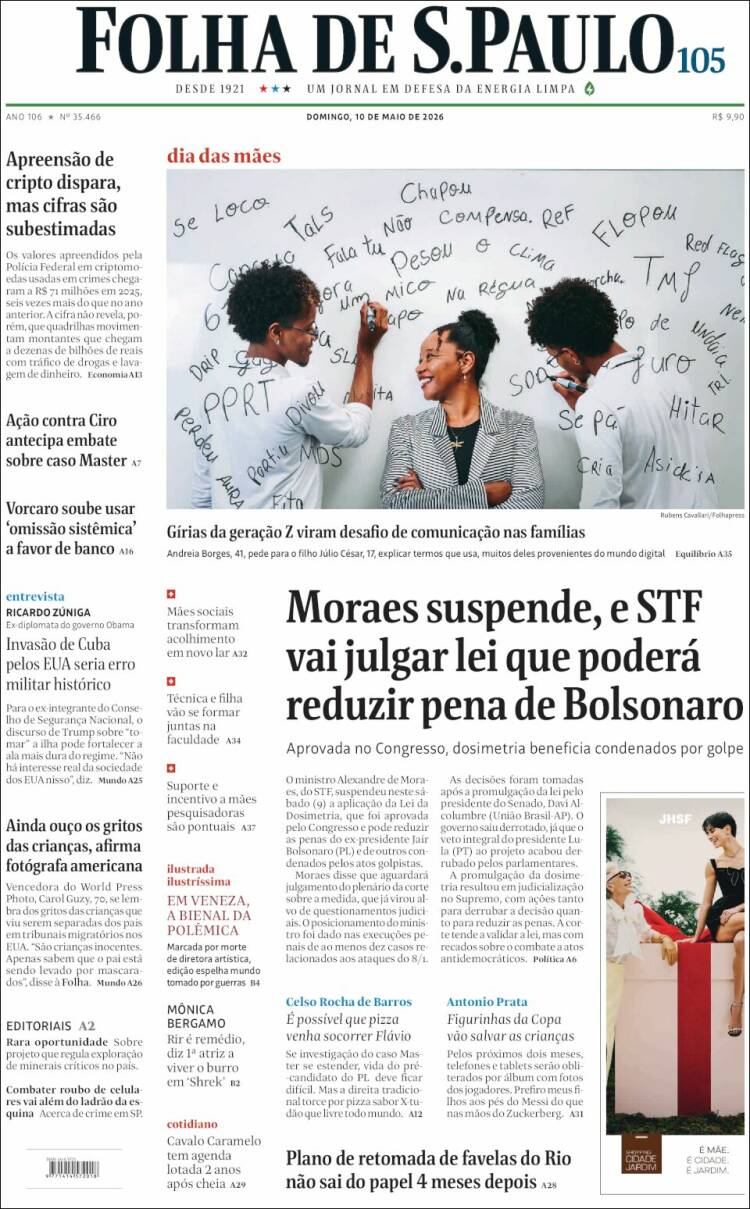 Portada de Folha de São Paulo (Brasil)