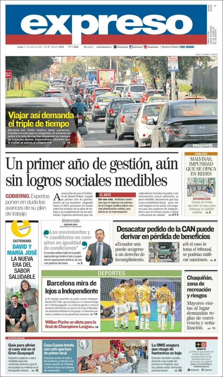 Portada de Expreso (Ecuador)