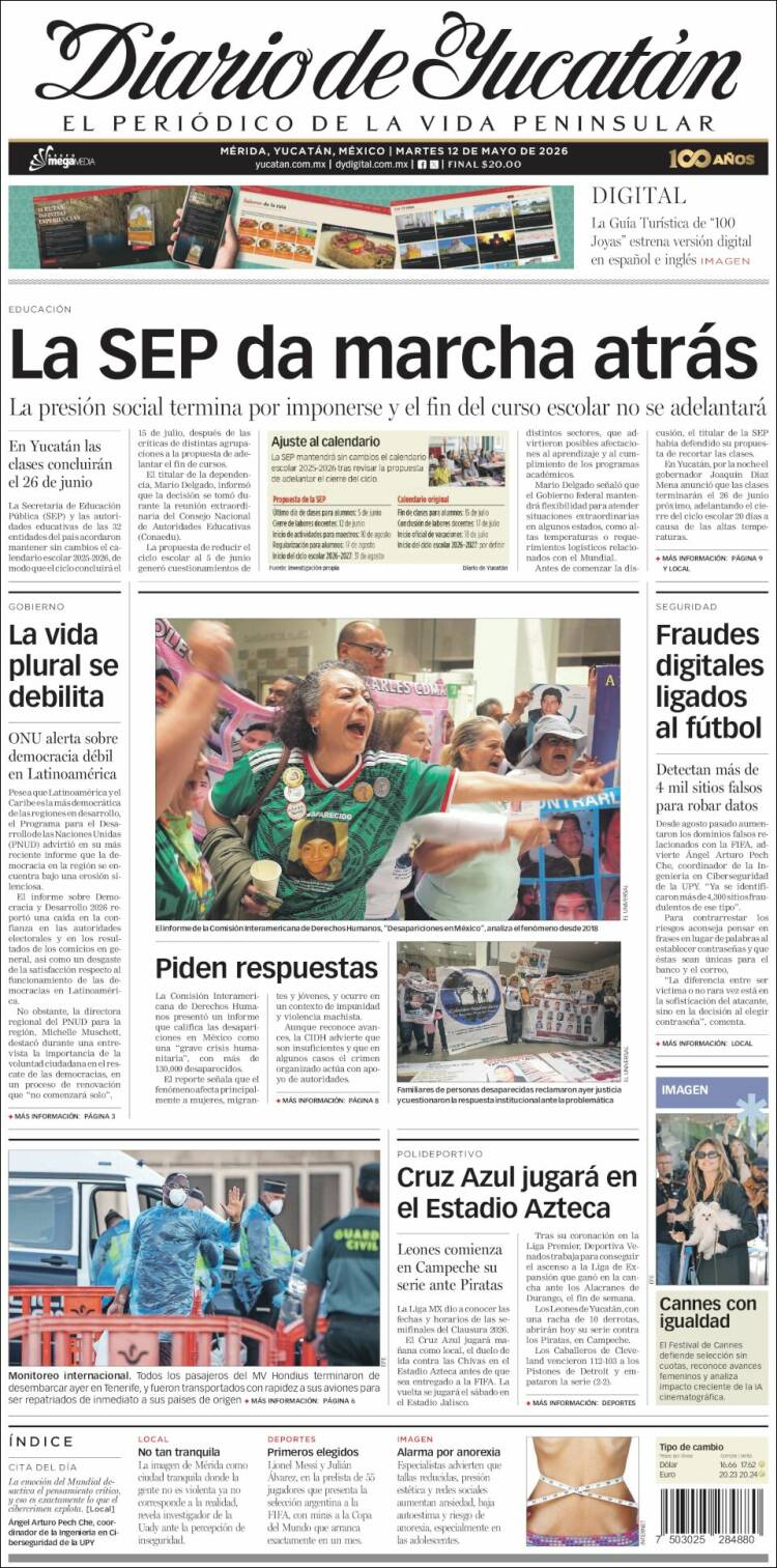 Portada de Diario de Yucatán (Mexico)