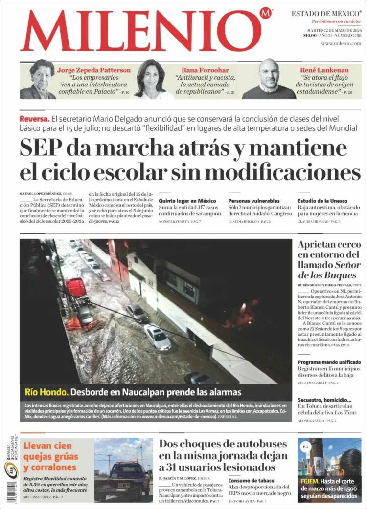 Portada de Milenio - Estado de México (Mexico)