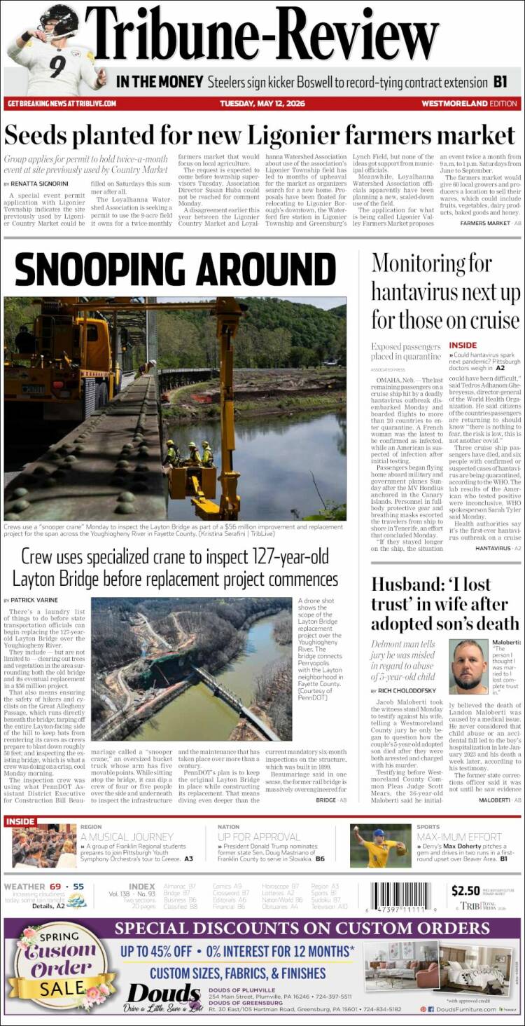 Portada de Tribune-Review (USA)