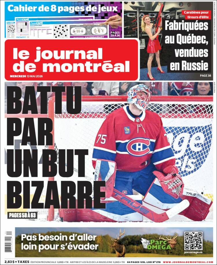 Portada de Le Journal de Montréal (Canada)