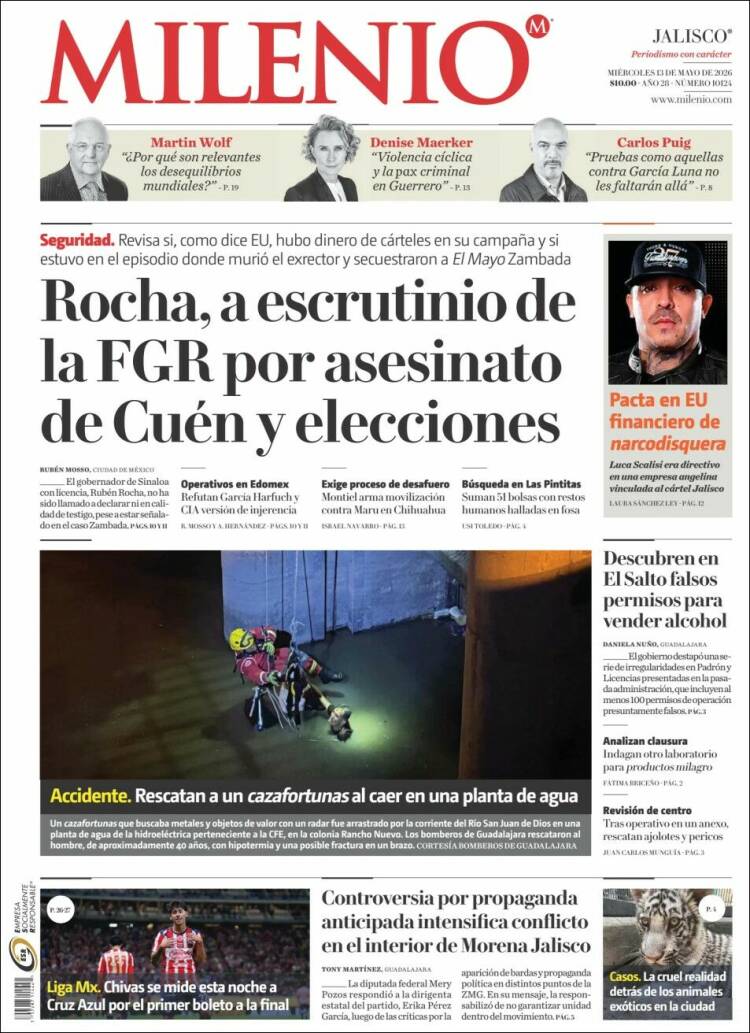 Portada de Milenio - Jalisco (Mexique)