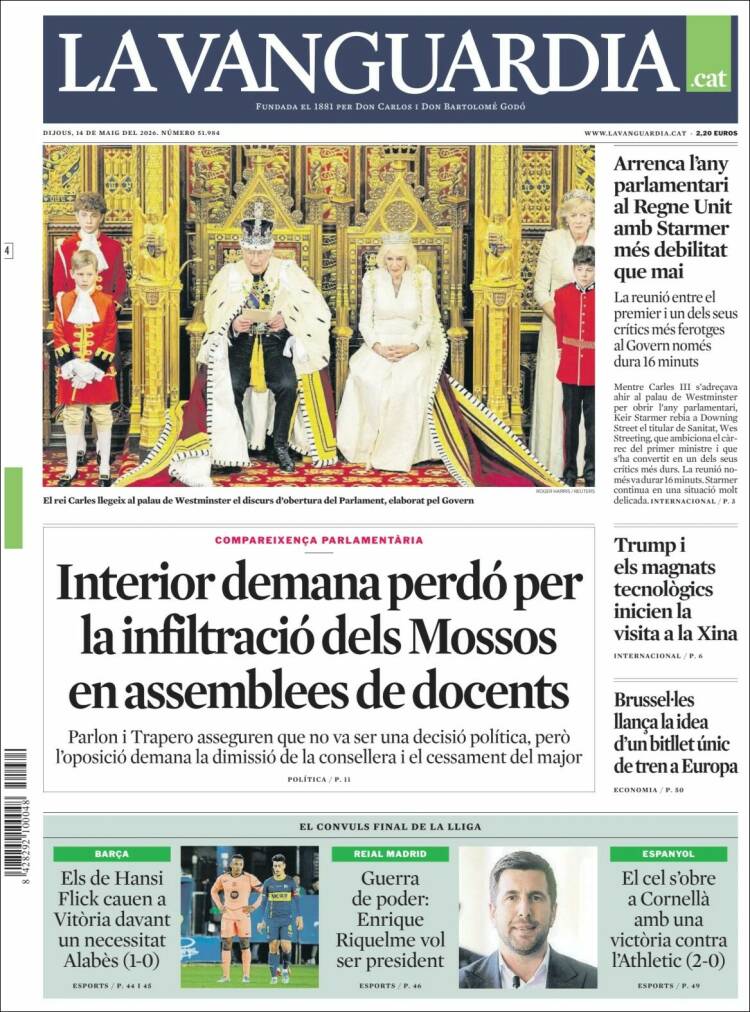 Portada de La Vanguardia (Espa&ntilde;a)