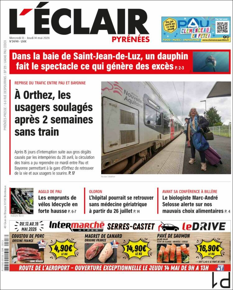 Portada de L'Eclair des Pyrénées (Francia)
