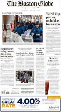Portada de Boston Globe (USA)