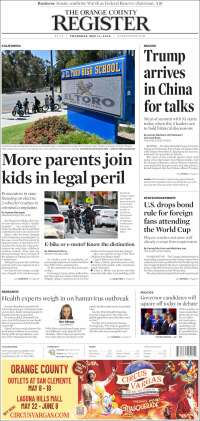 Portada de The Orange County Register (USA)