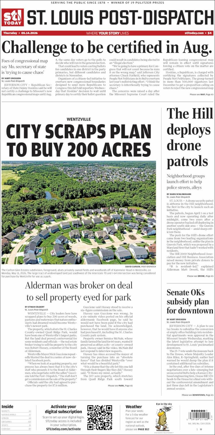 Portada de St. Louis Post-Dispatch (USA)