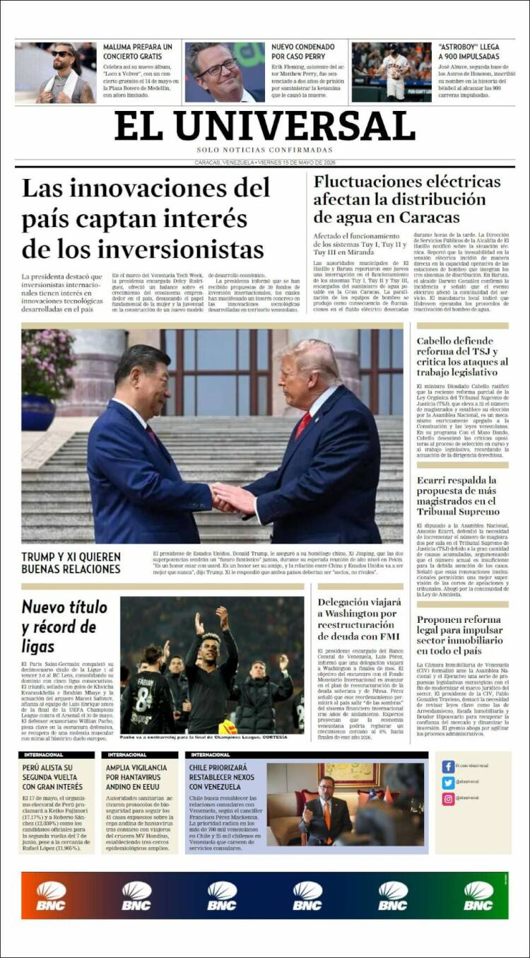 Portada de Universal (Venezuela)