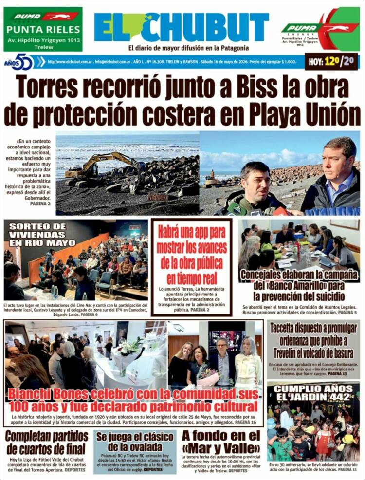 Portada de El Chubut (Argentina)
