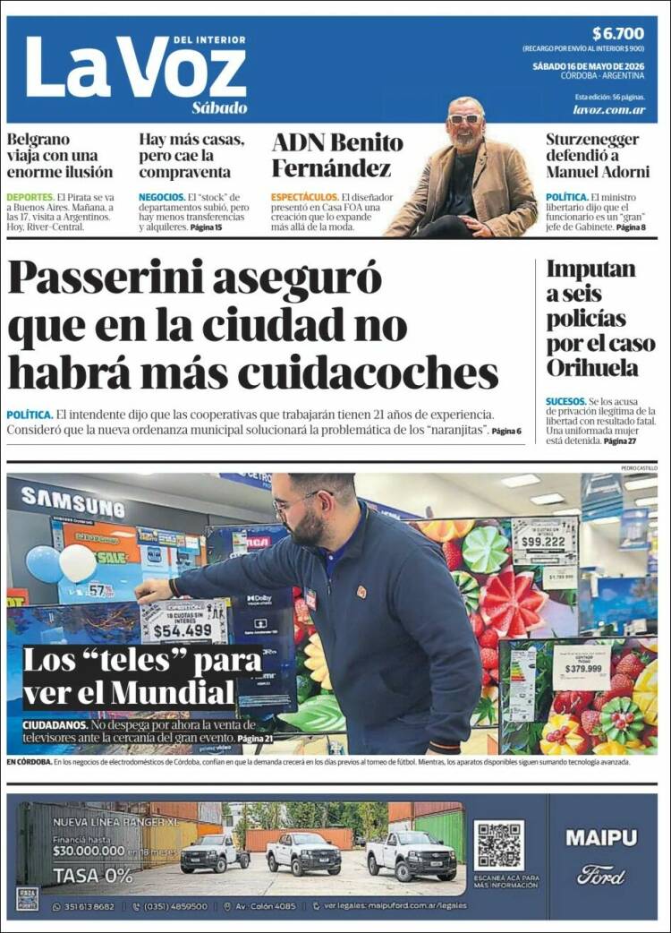 Portada de La Voz del Interior (Argentina)