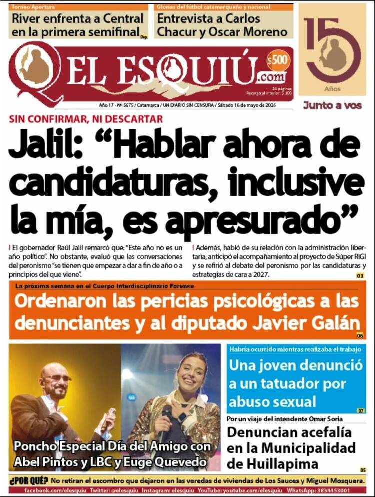 Portada de El Esquiu (Argentina)