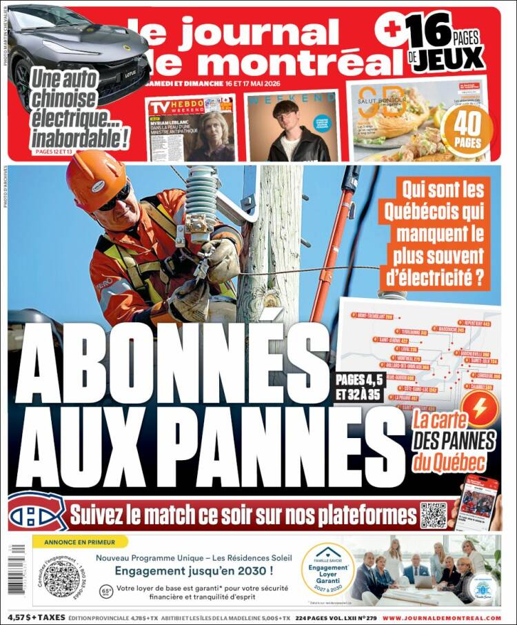Portada de Le Journal de Montréal (Canad&aacute;)
