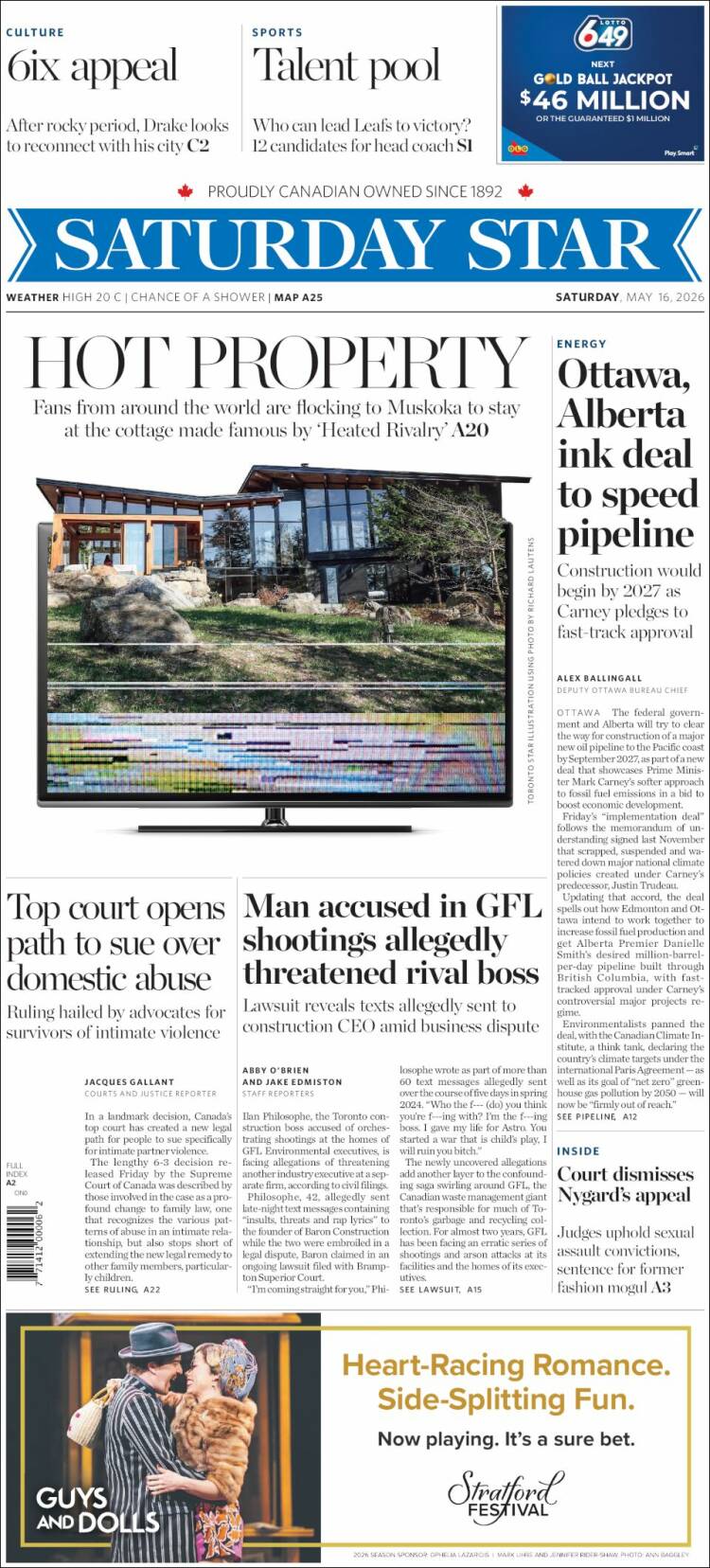 Portada de The Toronto Star (Canada)