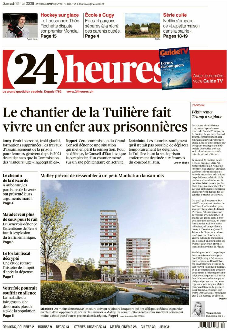 Portada de 24 Heures (Suiza)