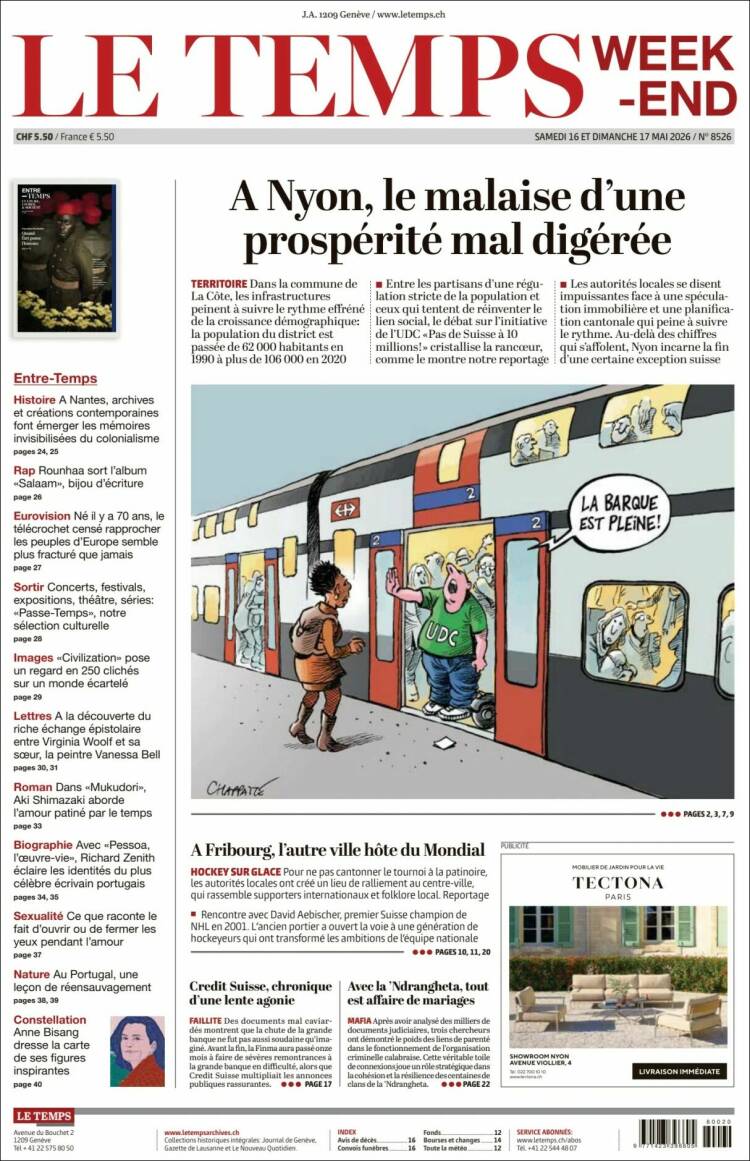 Portada de Le Matin (Suiza)