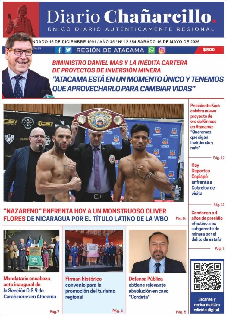 Portada de Diario Chañarcillo (Chile)