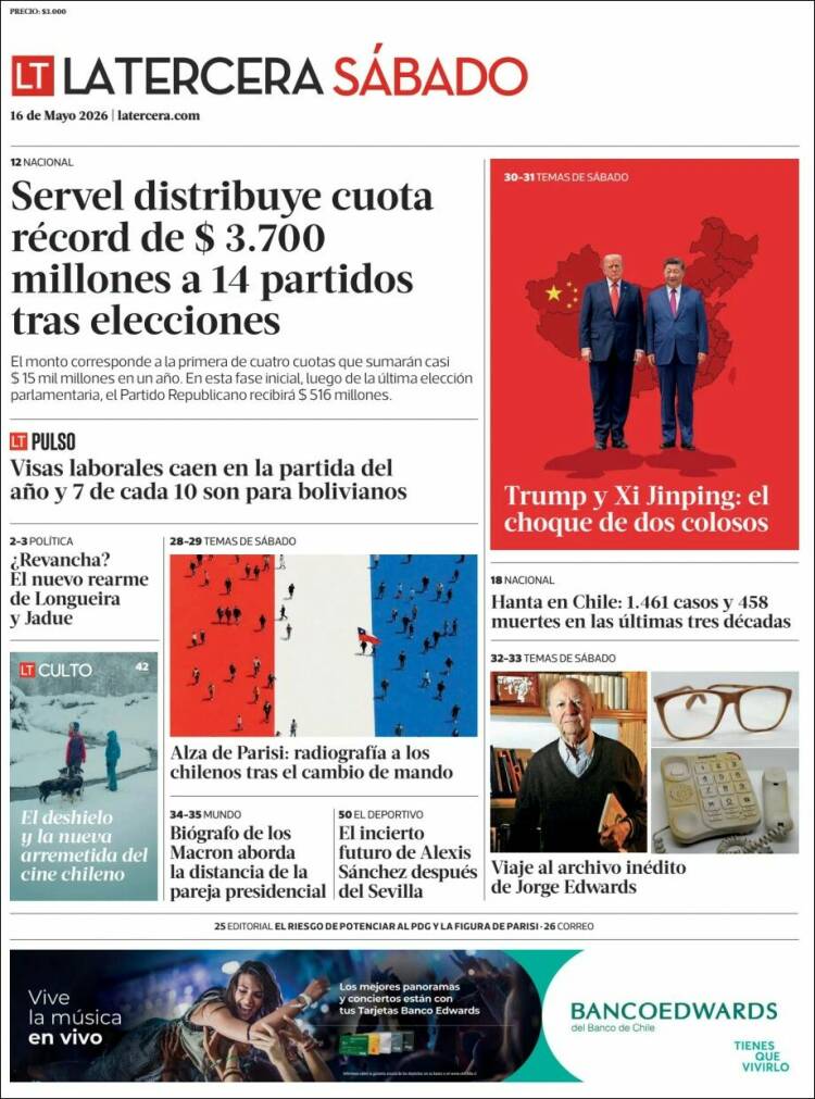Portada de La Tercera (Chile)