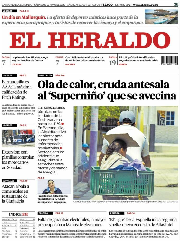 Portada de El Heraldo (Colombia)