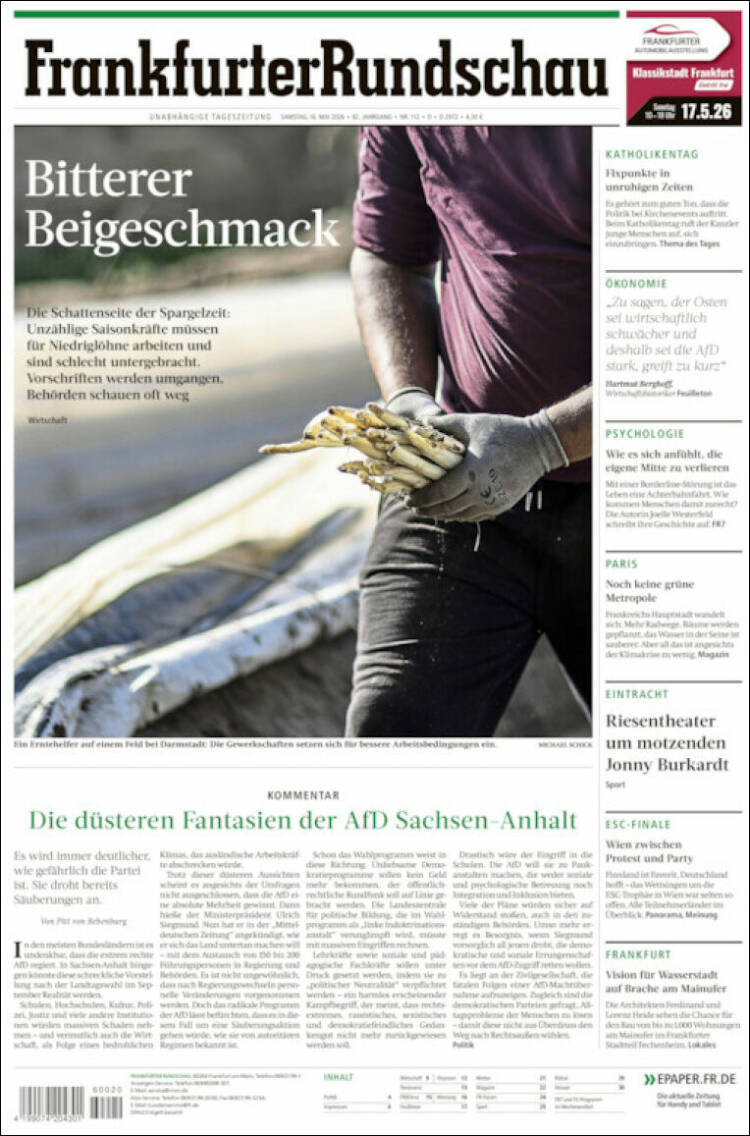 Portada de Frankfurter Rundschau (Alemania)