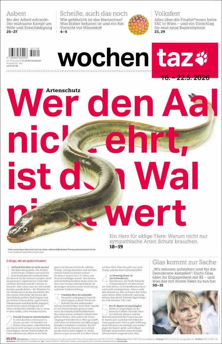 Portada de Die Tageszeitung (Alemania)