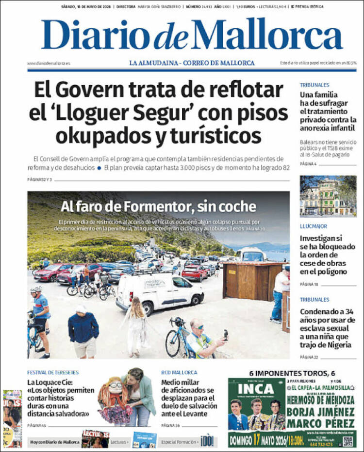 Portada de Diario de Mallorca (Espa&ntilde;a)