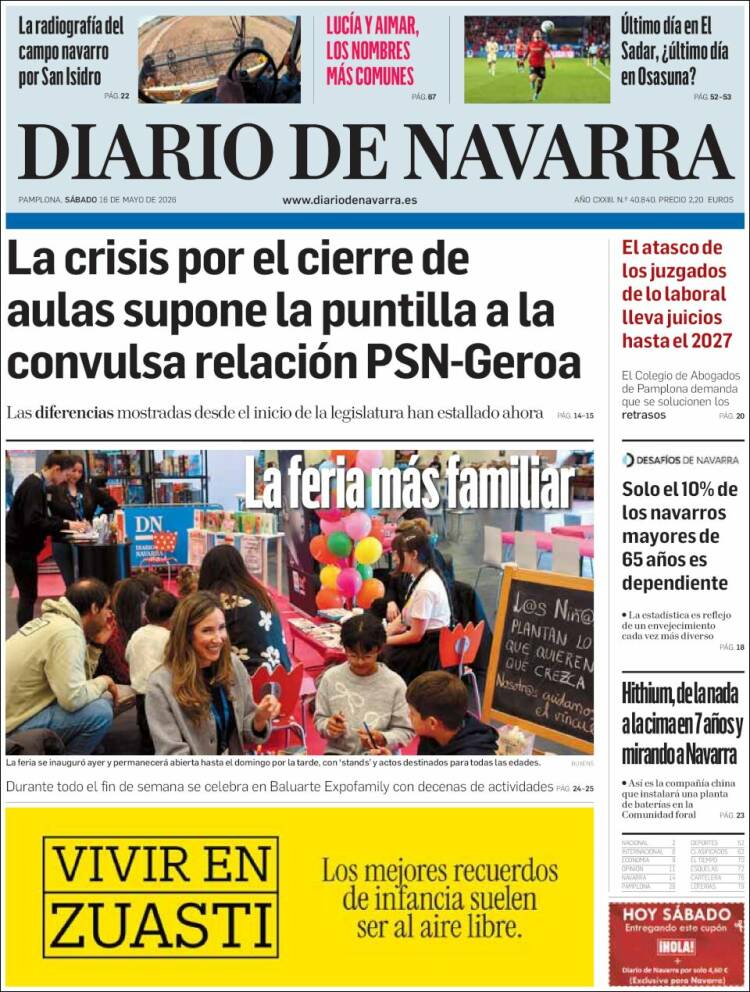 Portada de Diario de Navarra (Espa&ntilde;a)