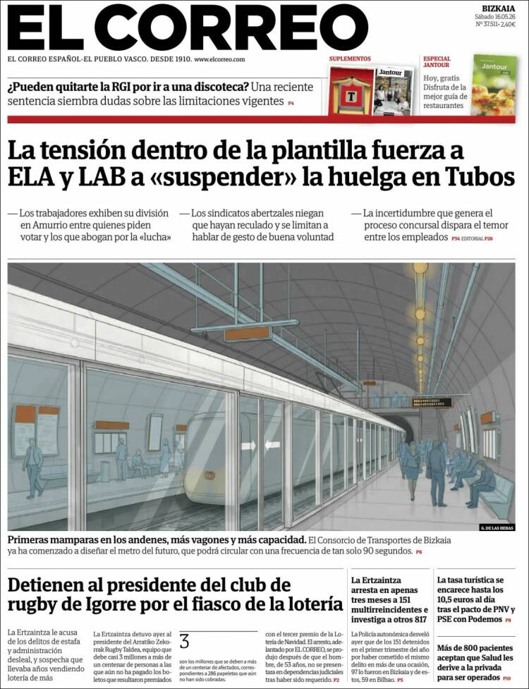 Portada de El Correo (Espa&ntilde;a)