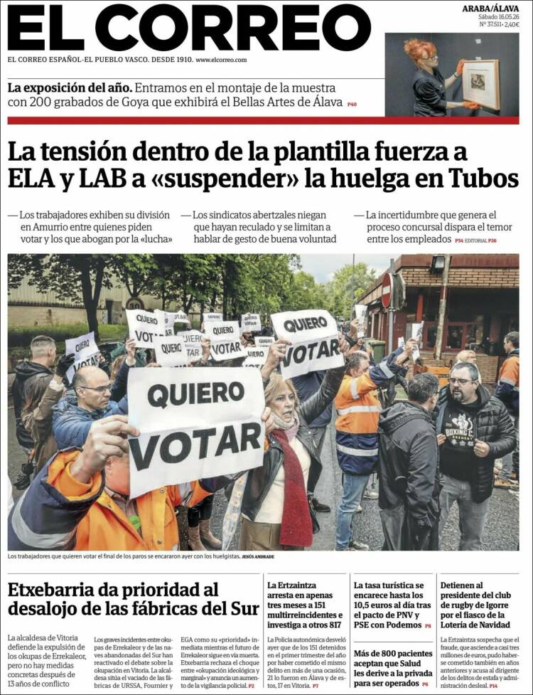 Portada de El Correo - Álava (Espa&ntilde;a)