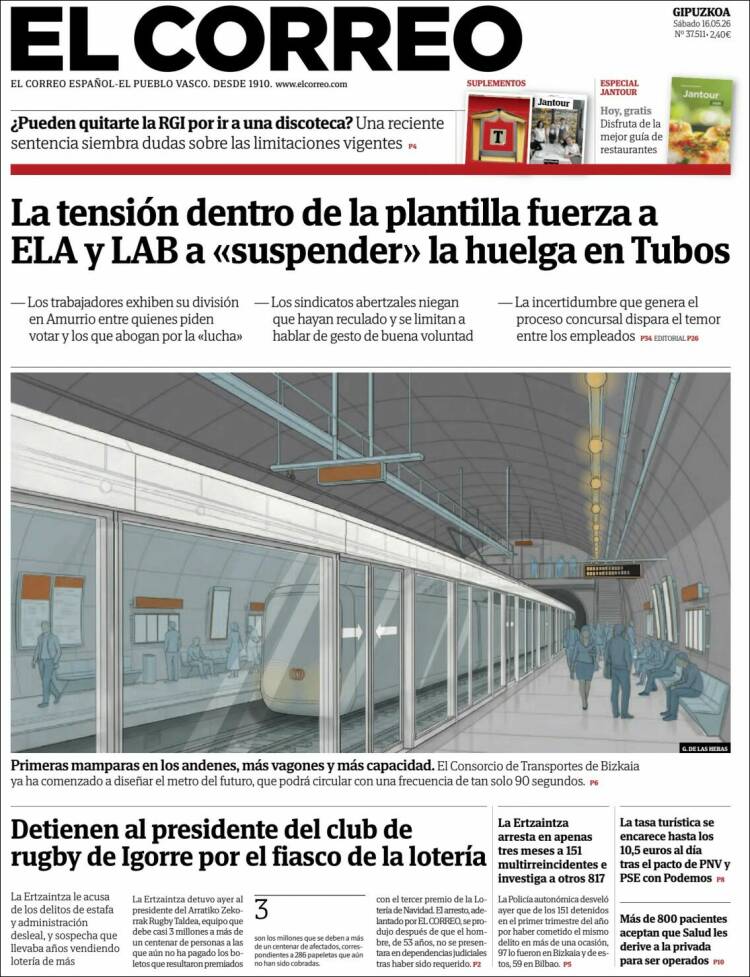 Portada de El Correo - Guipuzcoa (Espa&ntilde;a)