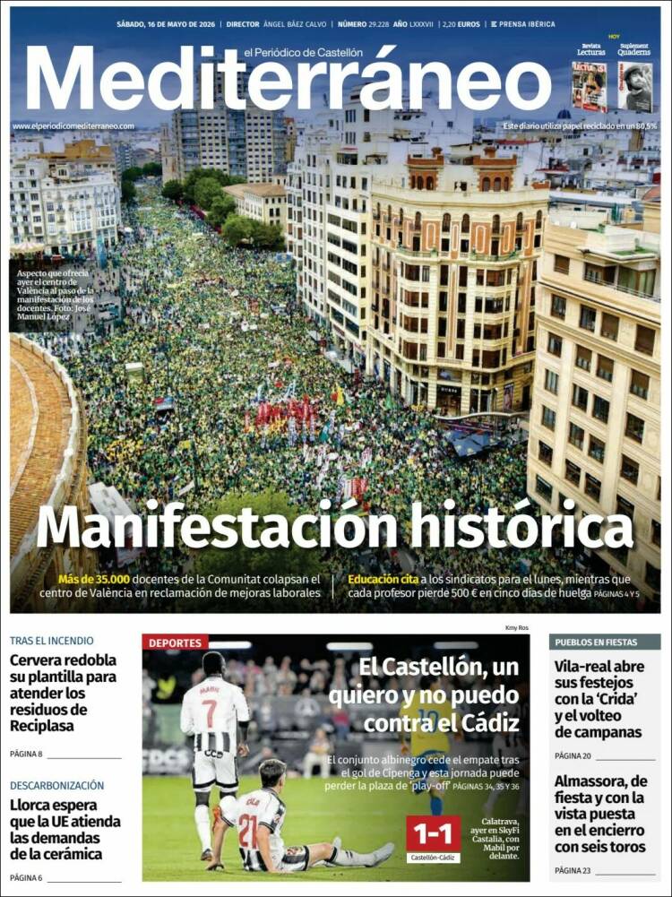 Portada de El Periódico Mediterraneo (Espa&ntilde;a)