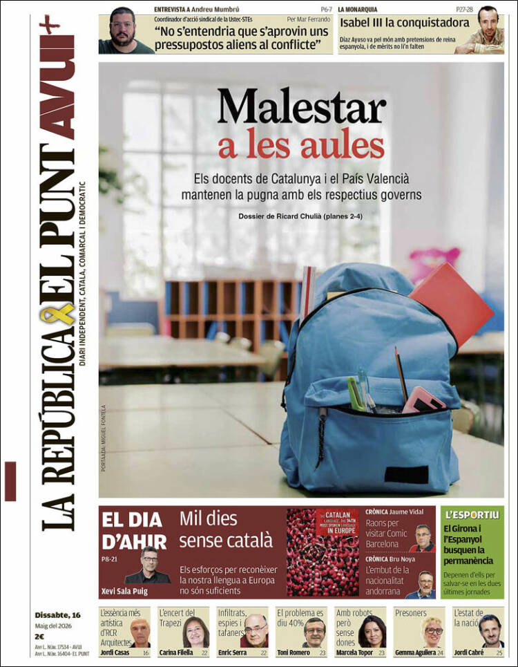 Portada de El Punt Avui (Espa&ntilde;a)