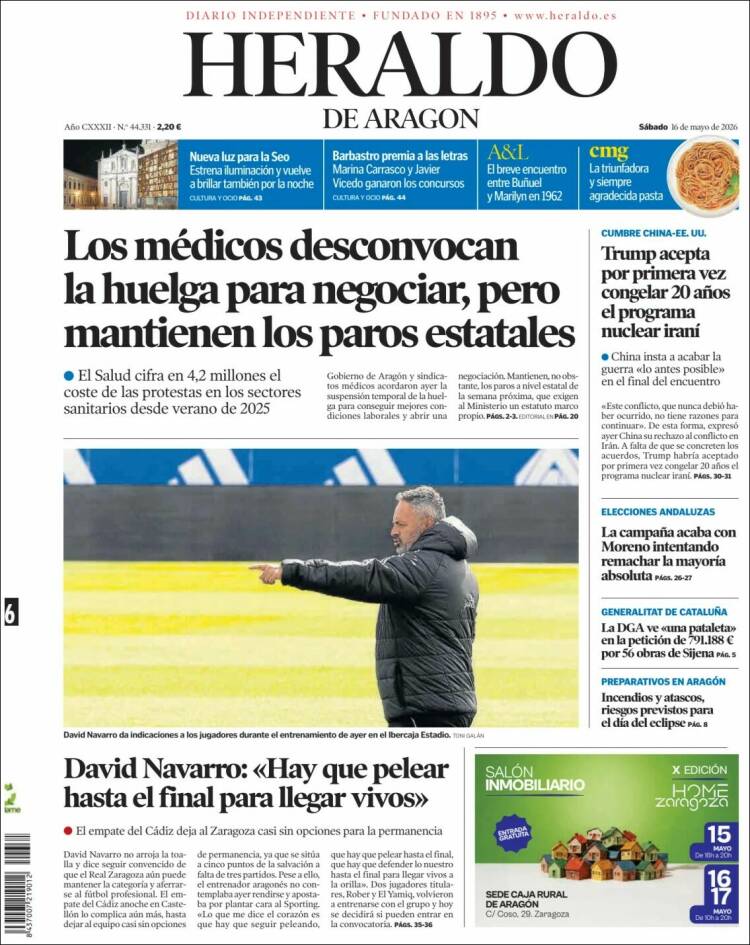 Portada de Heraldo de Aragón (Espa&ntilde;a)