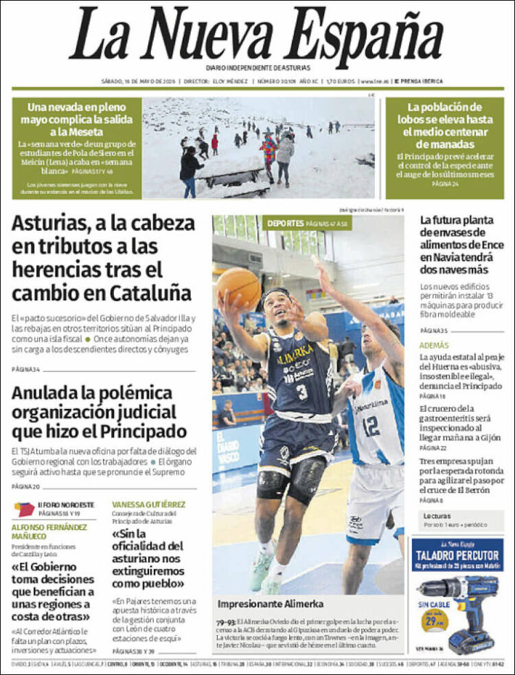 Portada de La Nueva España (Espa&ntilde;a)