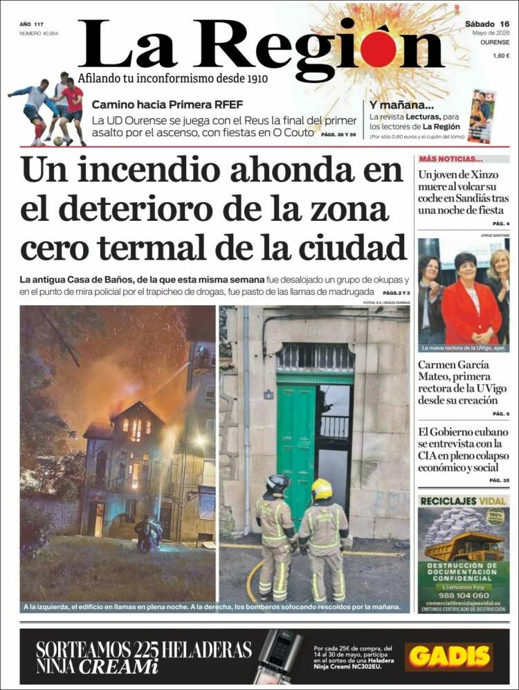 Portada de La Región de Ourense (Espa&ntilde;a)