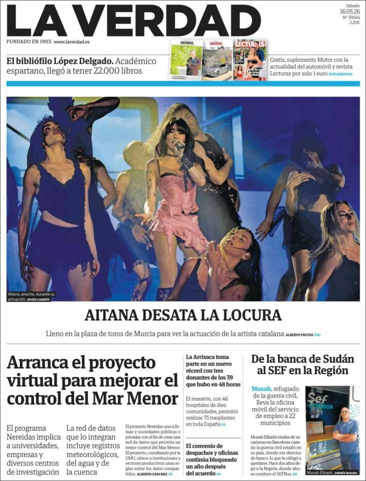 Portada de La Verdad de Murcia (Espa&ntilde;a)