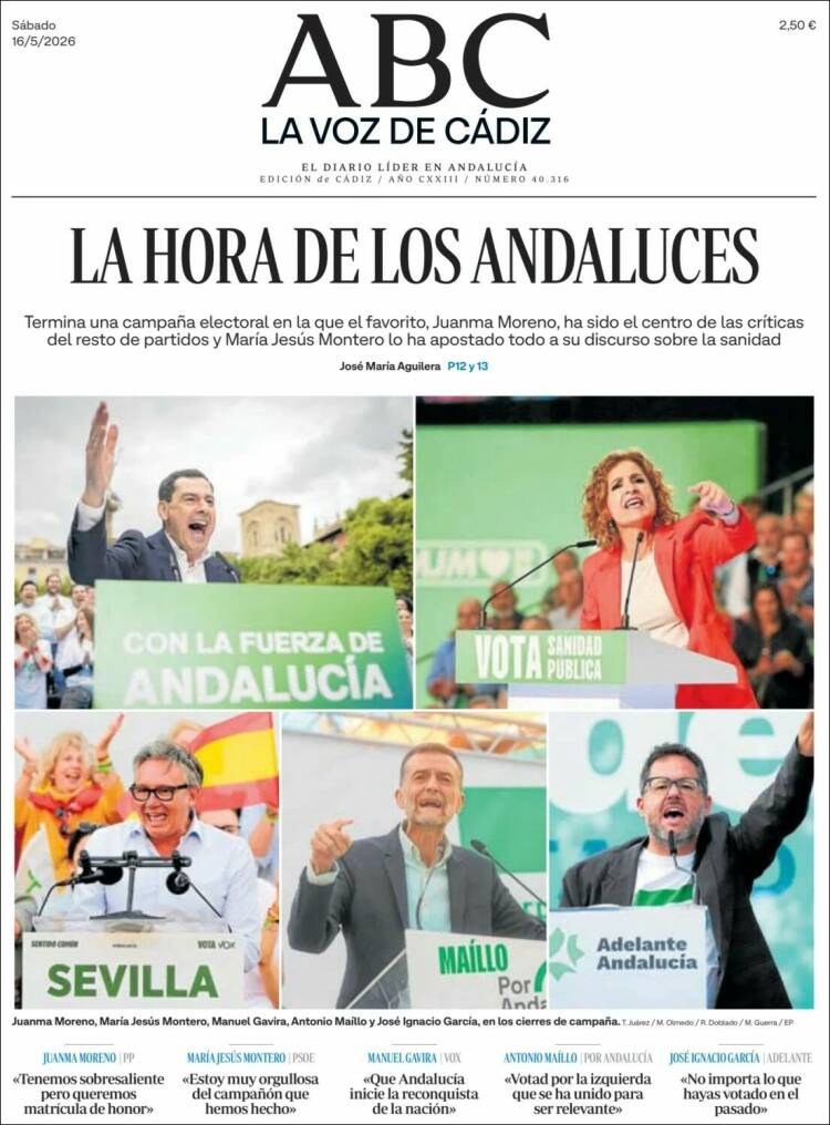 Portada de La Voz de Cádiz (Espa&ntilde;a)