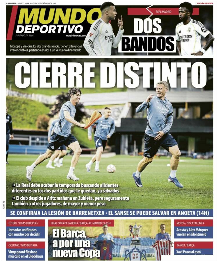 Portada de Mundo Deportivo Gipuzkoa (Espa&ntilde;a)